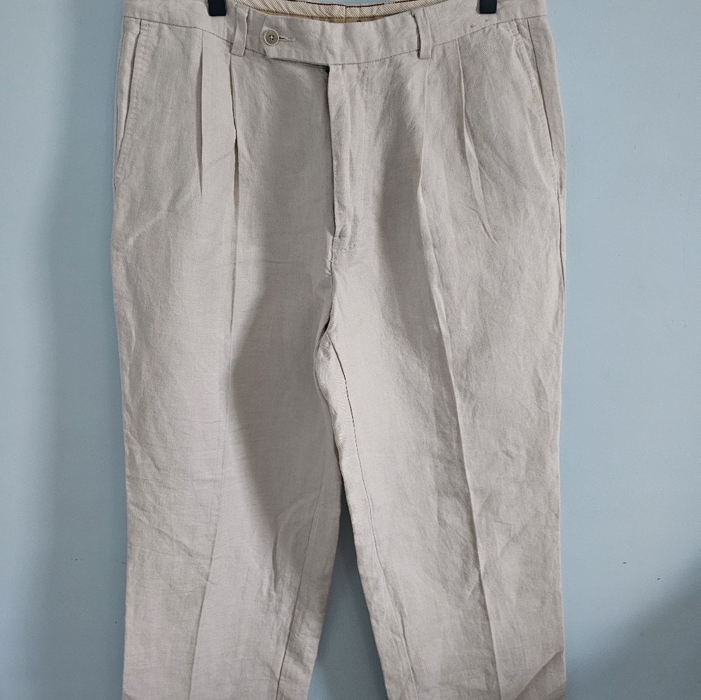 Tommy Bahama‎ Cream Linen And Silk Blend Slacks Casual Elegance Vacation
